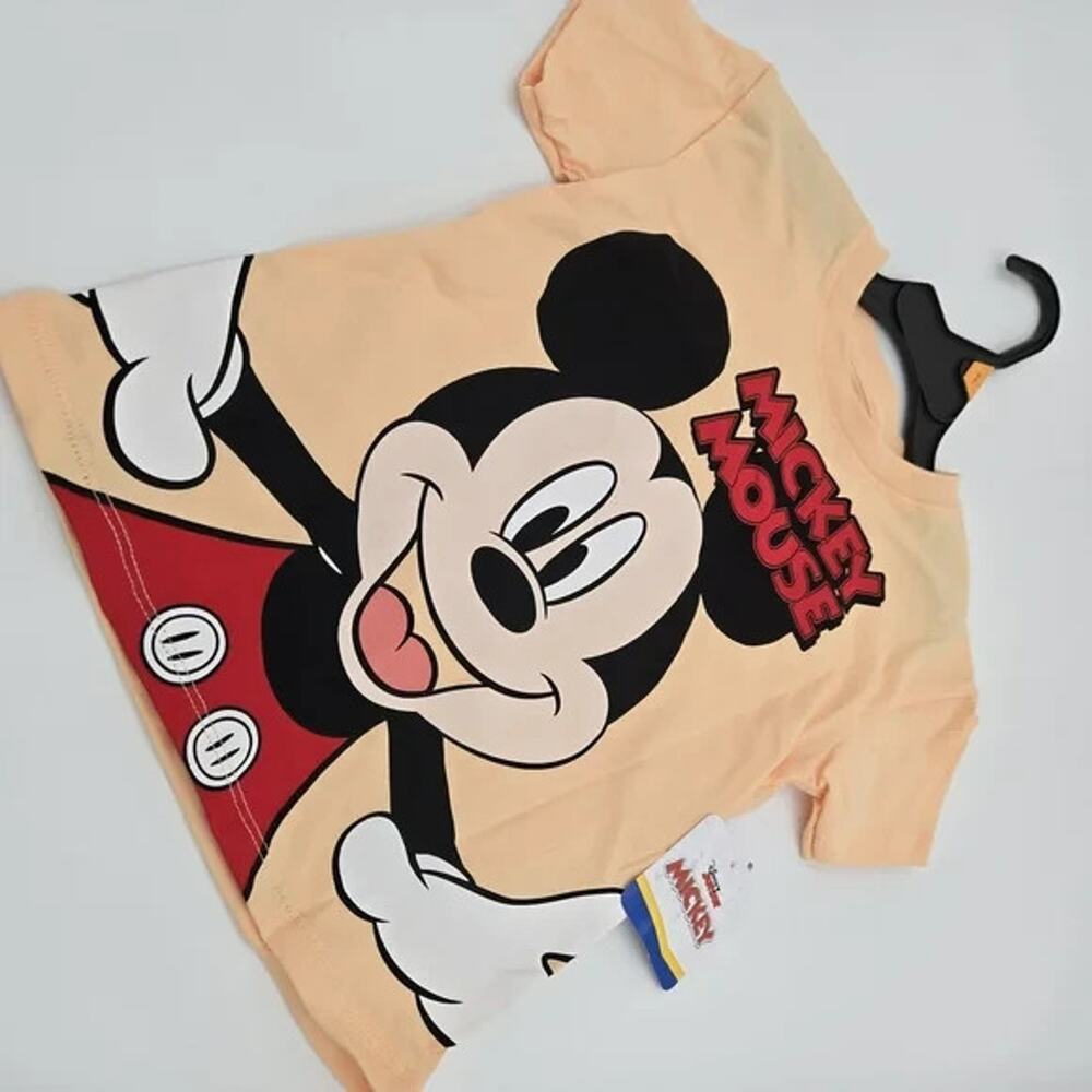 New Disney Junior Mickey T Shirt Size 4T Peach Color MICKEY MOUSE New With Tag